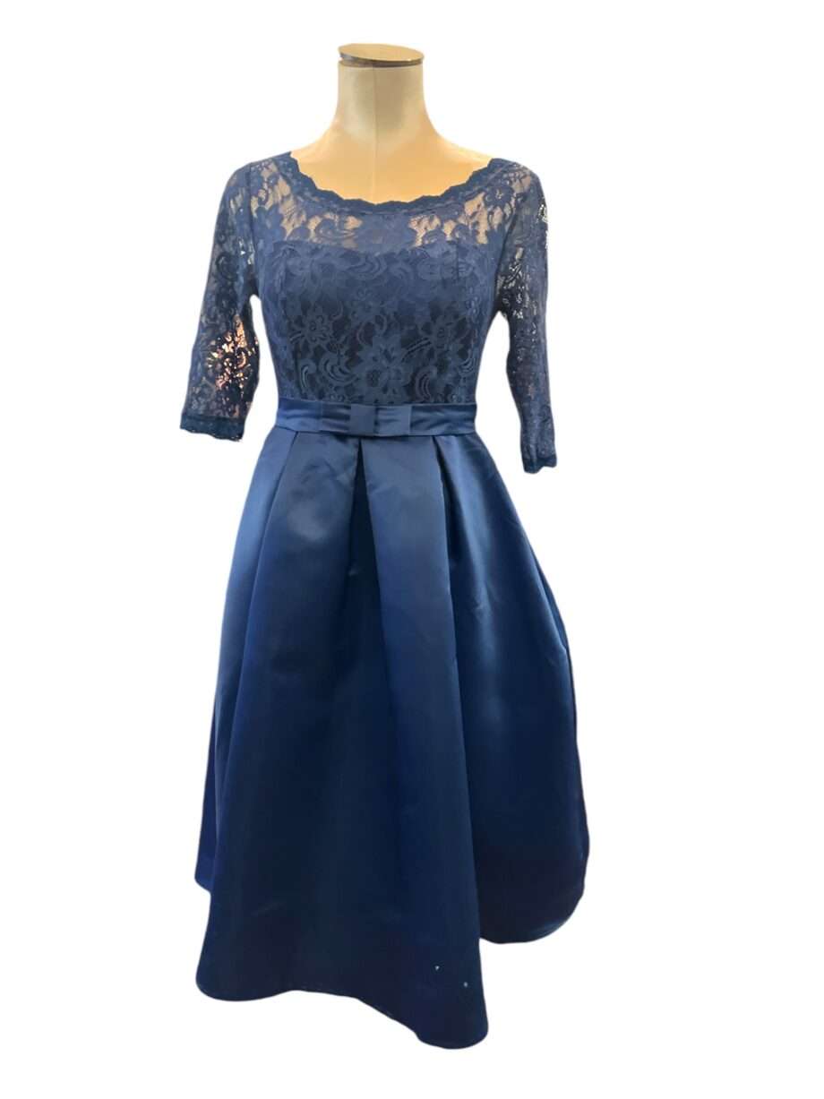 Satin lace midi dress kobaltblue